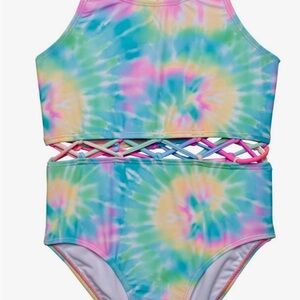 Vibrant Tie-Dye Kids One Piece Swimsuit